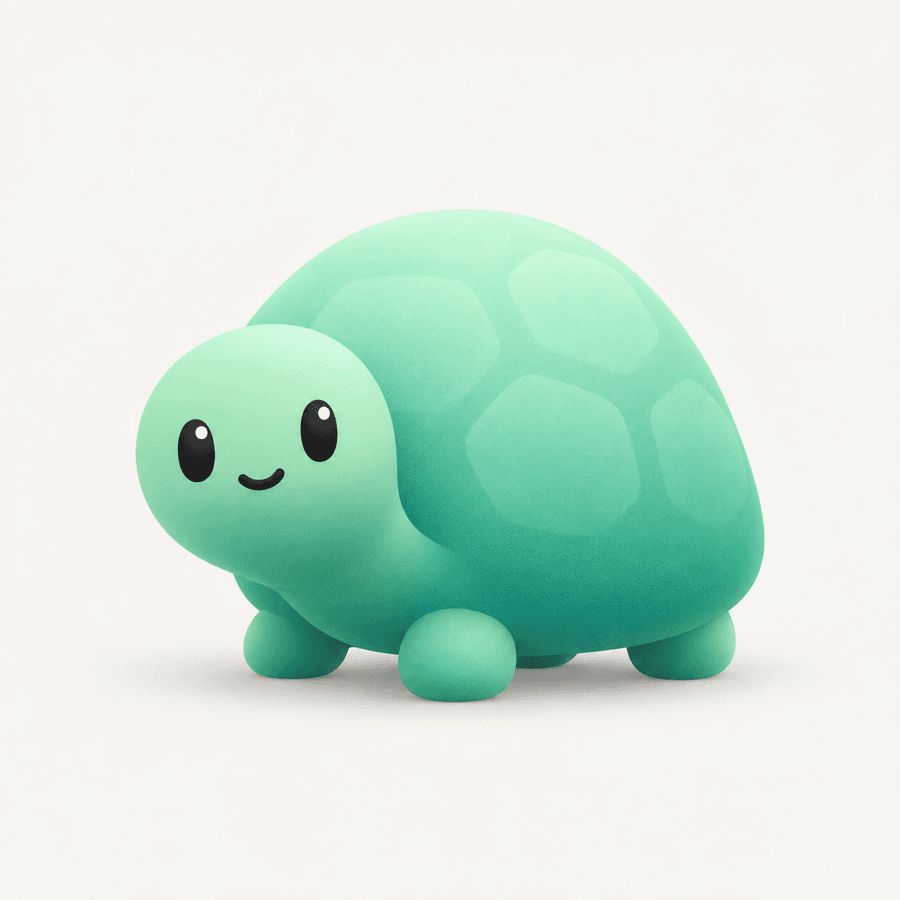 Moss, a soft mint tortoise, as one character image