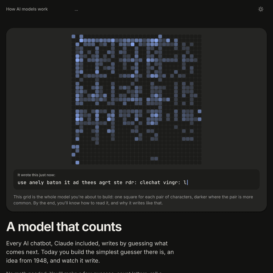 Lesson 1 of a course on how AI models work, built by the kit